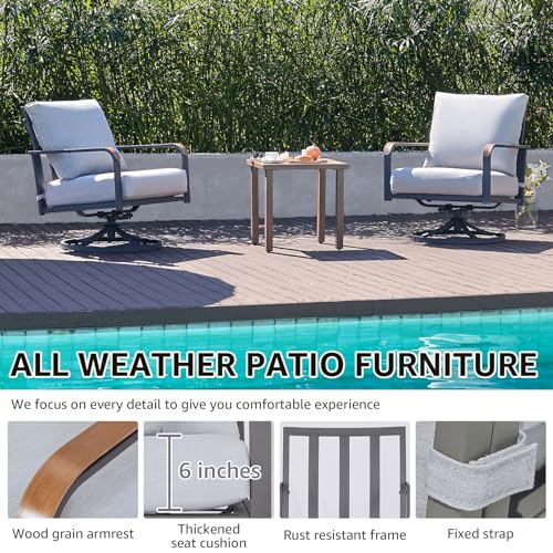 Outdoor Bistro Set with Swivel Rocking Chairs for Backyard and Porch